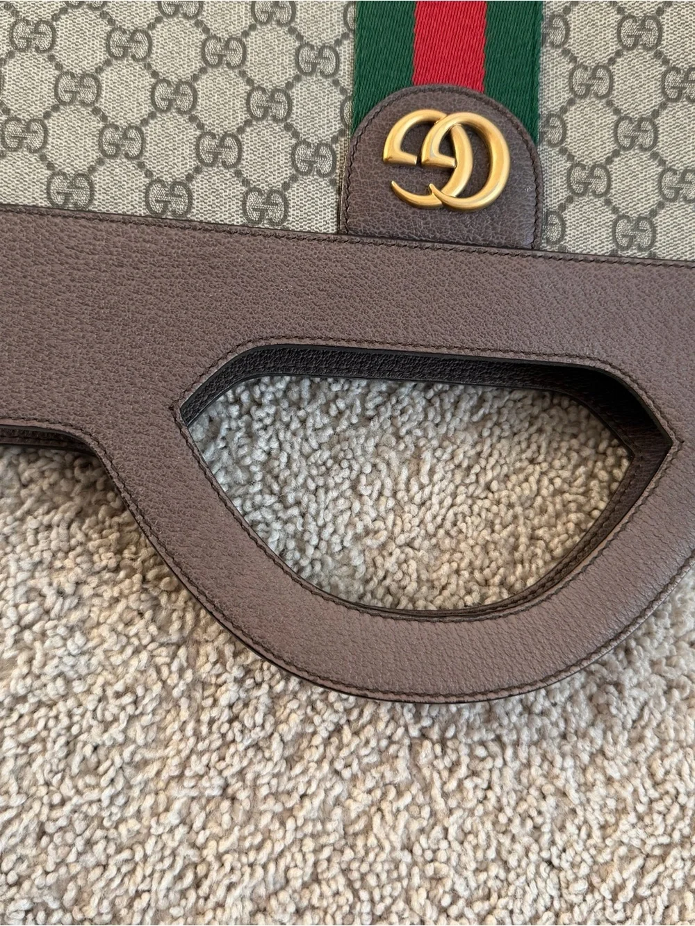 Gucci Medium Ophidia Cut Out Handle Tote GG Coated Canvas